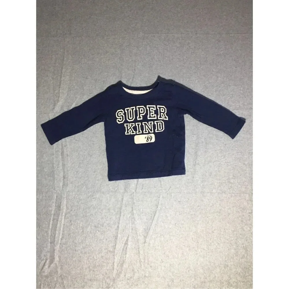 Baby Carter’s Sweater Size 18M Super Kind Navy Blue White Font Cute Warm